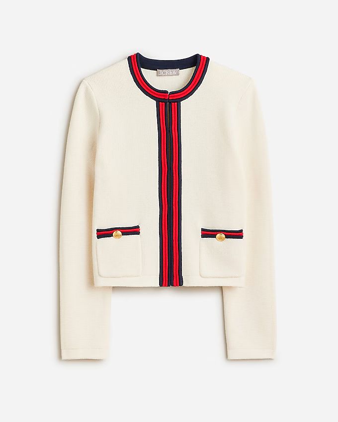 Emilie sweater lady jacket with contrast trim | J. Crew US