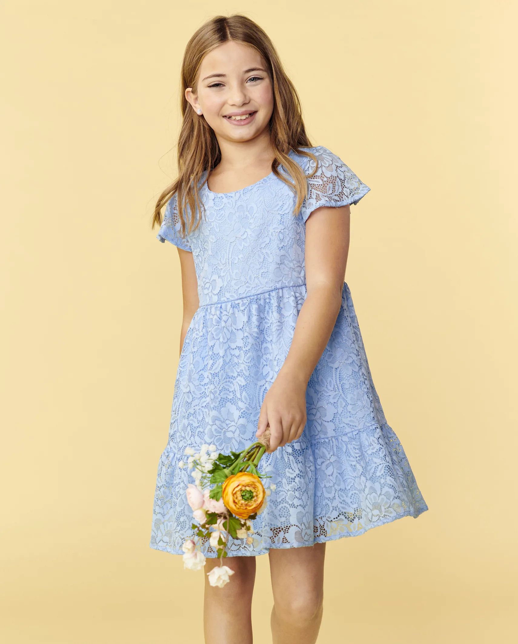 Girls Lace Tiered Dress - whirlwind | The Children's Place