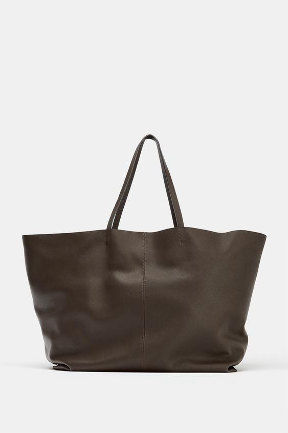 LEATHER MAXI TOTE BAG | Zara UK