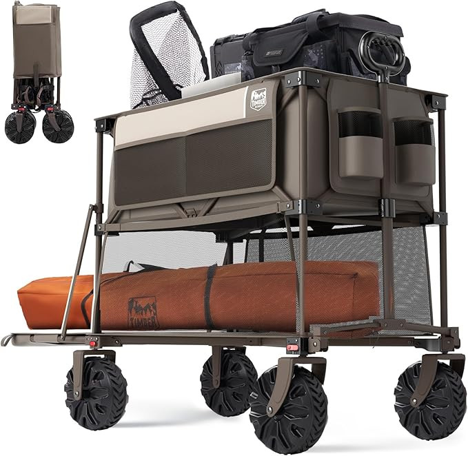 TIMBER RIDGE 400L Large Capacity Folding Double Decker Wagon, 54" Extra Long Extender Wagon Cart,... | Amazon (US)