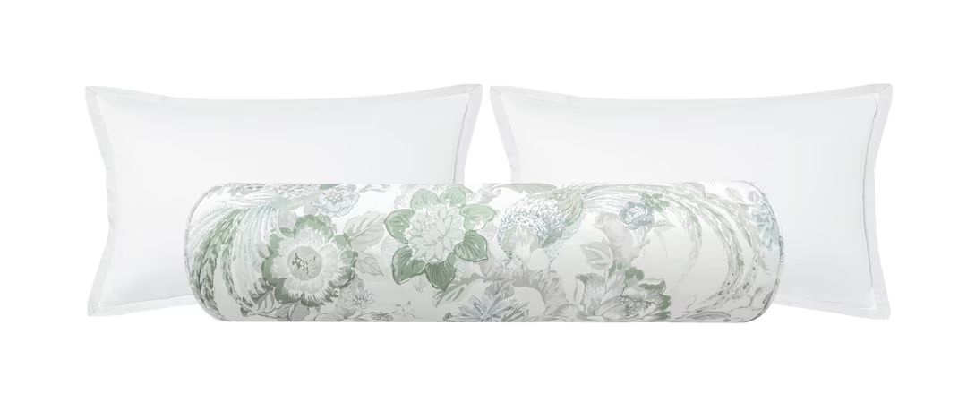 The Bolster : Floral Aviary Print // Eucalyptus | floral print | bolster pillow | bed decor | flo... | Etsy (US)