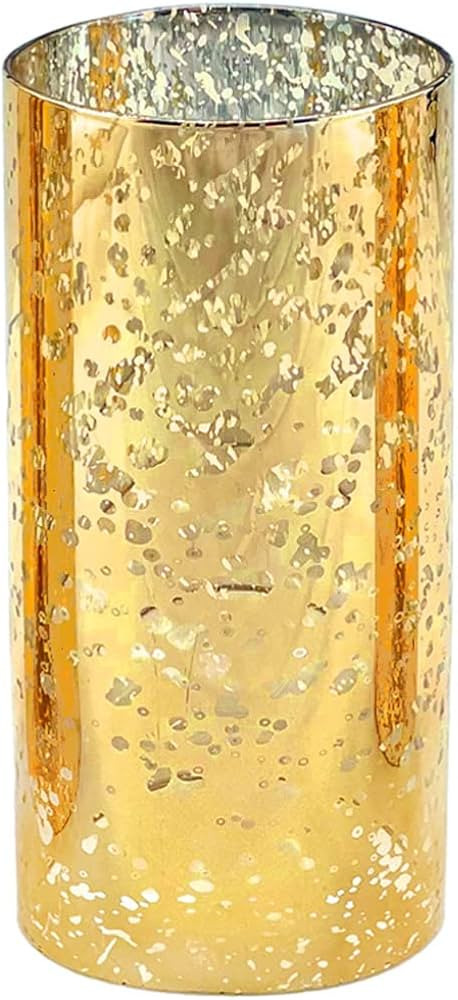 CYS EXCEL (H:6" D:3") Mercury Gold Glass Hurricane Candleholder Open Ended Tube Shade | Multiple ... | Amazon (US)