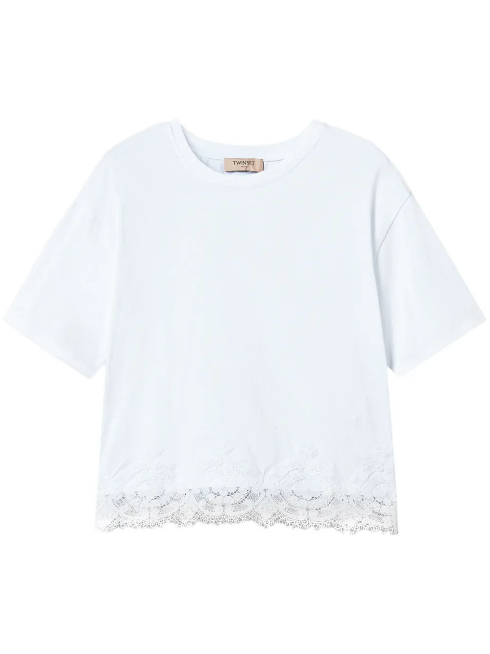 TWINSET macramé-trimmed Cropped T-shirt | White | FARFETCH IE | Farfetch Global