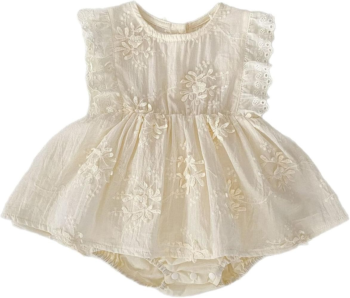 HOOLCHEAN Baby Girl Summer Lightweight Cotton Romper Dress One-Piece with Embroidery Lace Ruffles... | Amazon (US)