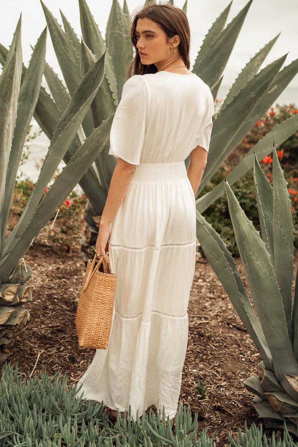 Luisa Tiered Maxi Dress in Ivory | Bohme