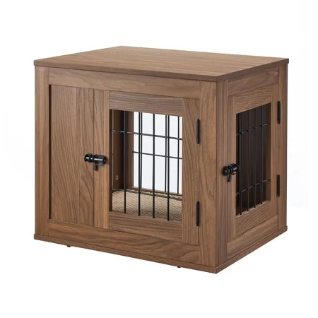 Unipaws Furniture Style Dog Crate with Cushion Wooden Wire Pet Kennels Dog House with Double Doors ( | Walmart (US)