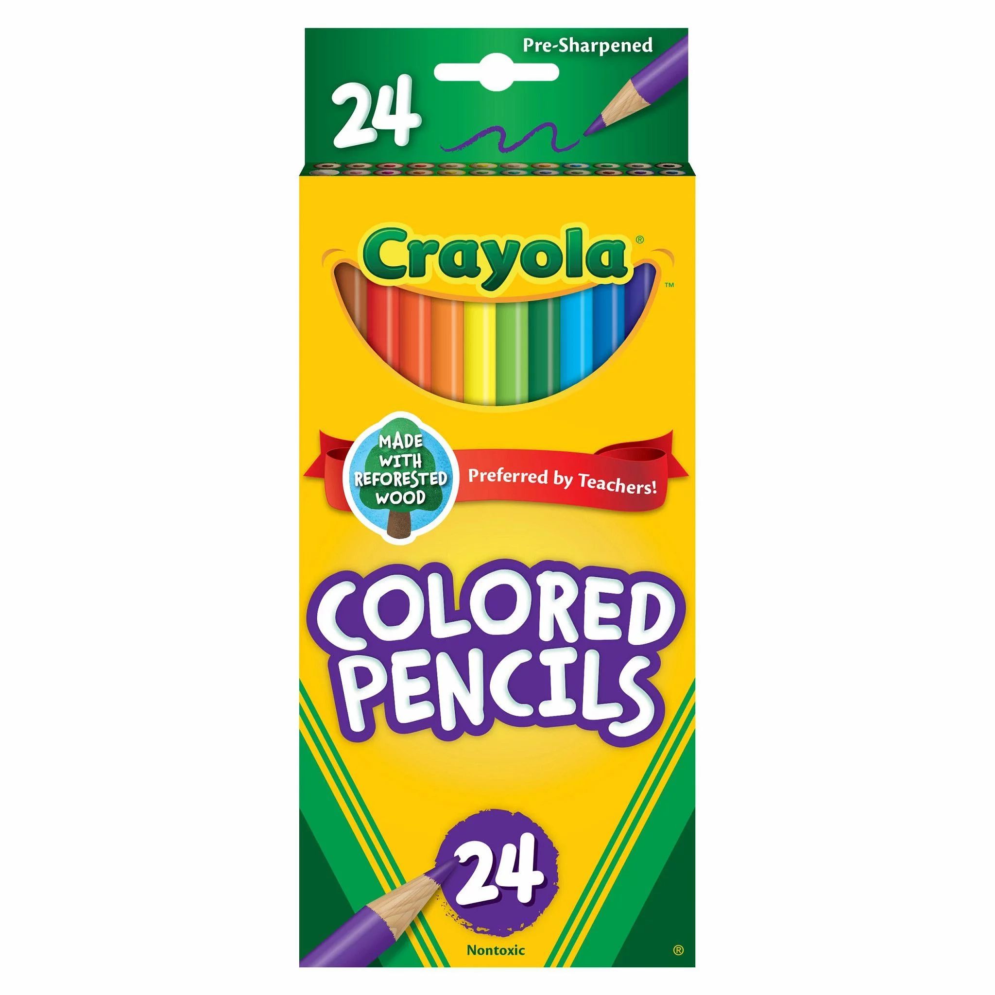 Crayola Colored Pencils, School Supplies, Assorted Colors, Pre-sharpened, 24 Count - Walmart.com | Walmart (US)