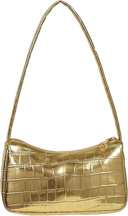 Verdusa Women's Metallic Shoulder Bag PU Leather Handbag Top Handle Purse | Amazon (US)