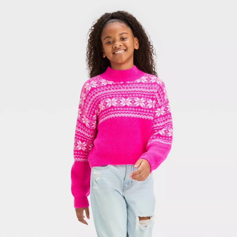 Girls' Mock Neck Pullover Sweater - art class™ | Target
