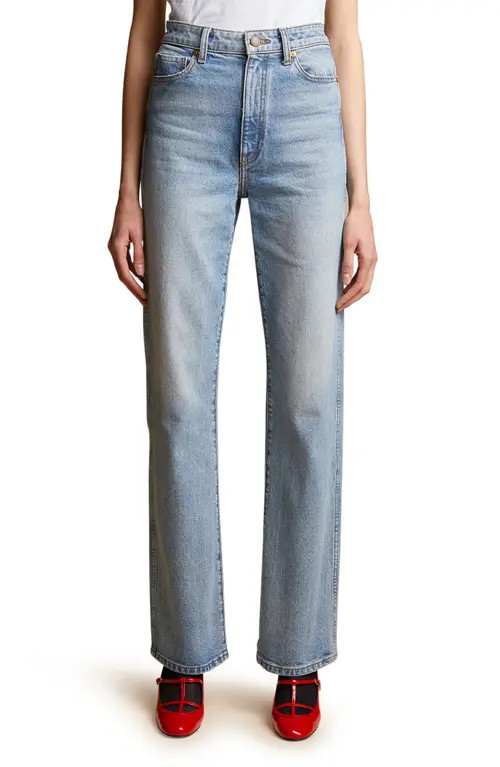 Khaite The Danielle High Waist Straight Leg Jeans in Bryce Stretch at Nordstrom, Size 25 | Nordstrom