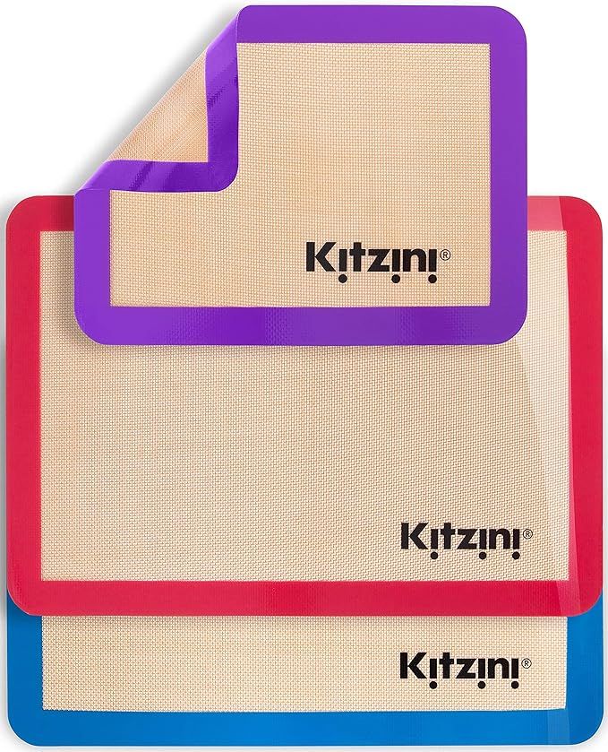 Kitzini Silicone Baking Mat Set. Non-Stick Silicone Mats for Baking. BPA Free Baking Sheets. Prof... | Amazon (US)