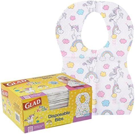 Glad For Kids Disposable Paper Bibs, 30 Ct - Disposable Bibs - Travel Bibs For Kids, Disposable K... | Amazon (US)