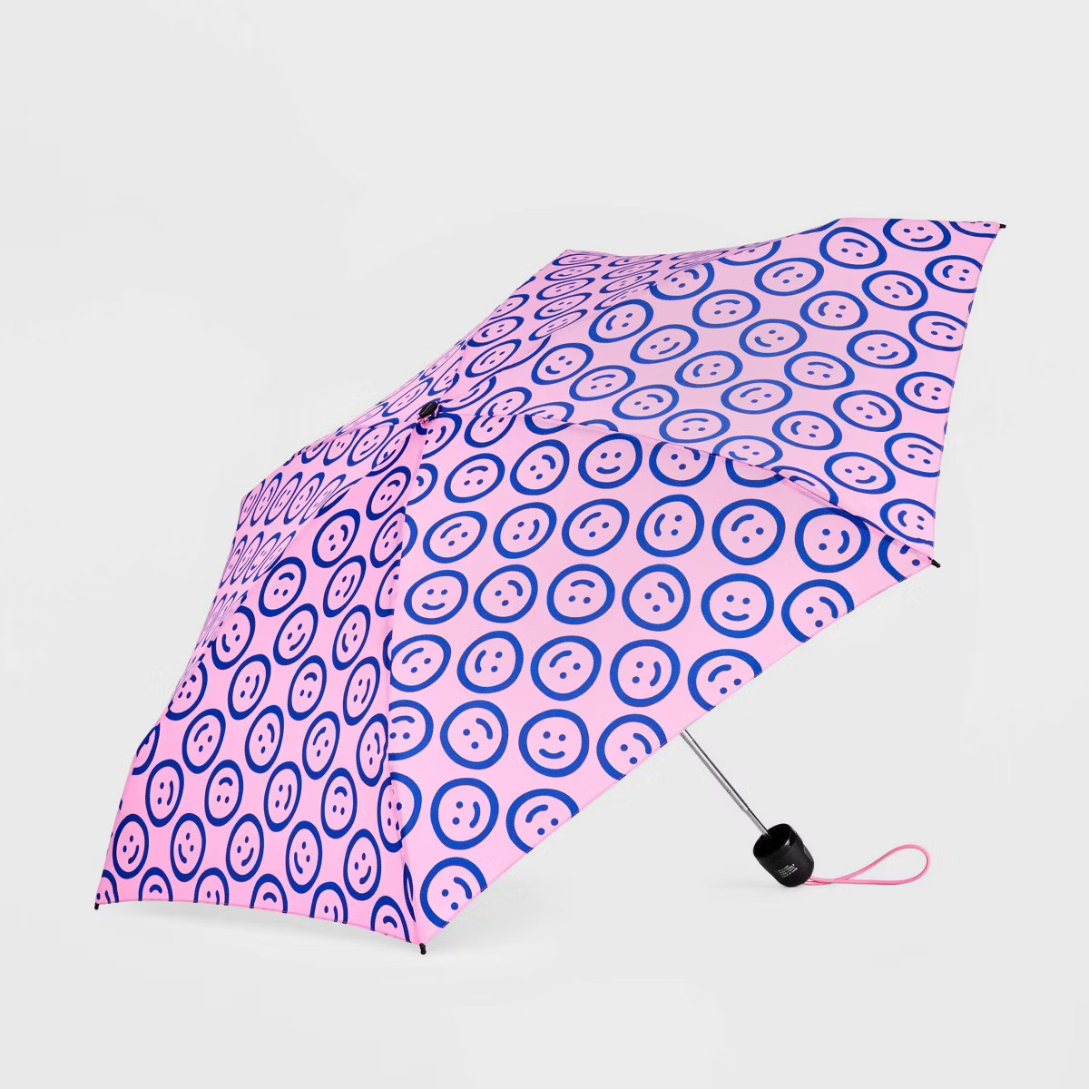 ShedRain Mini Manual Compact Umbrella - Pink/Blue Smiley: Telescoping Shaft, Plastic Handle, 38" ... | Target