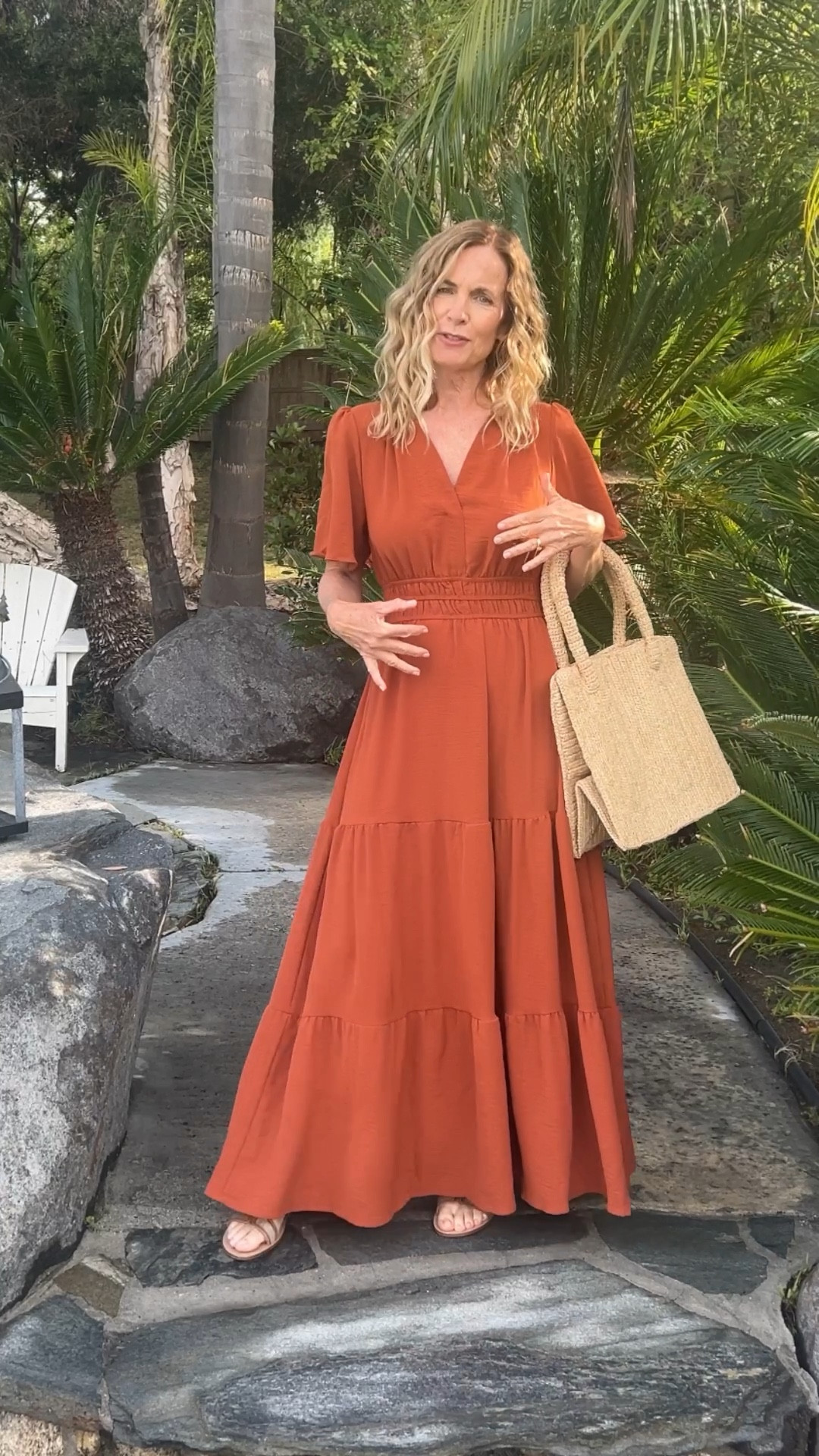 Budget friendly maxi dress in Terra cotta and cream. Also comes in many colors. 

#LTKVideo #LTKFindsUnder50 #LTKOver40