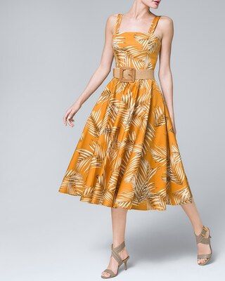 Palm-Print Midi Dress | White House Black Market