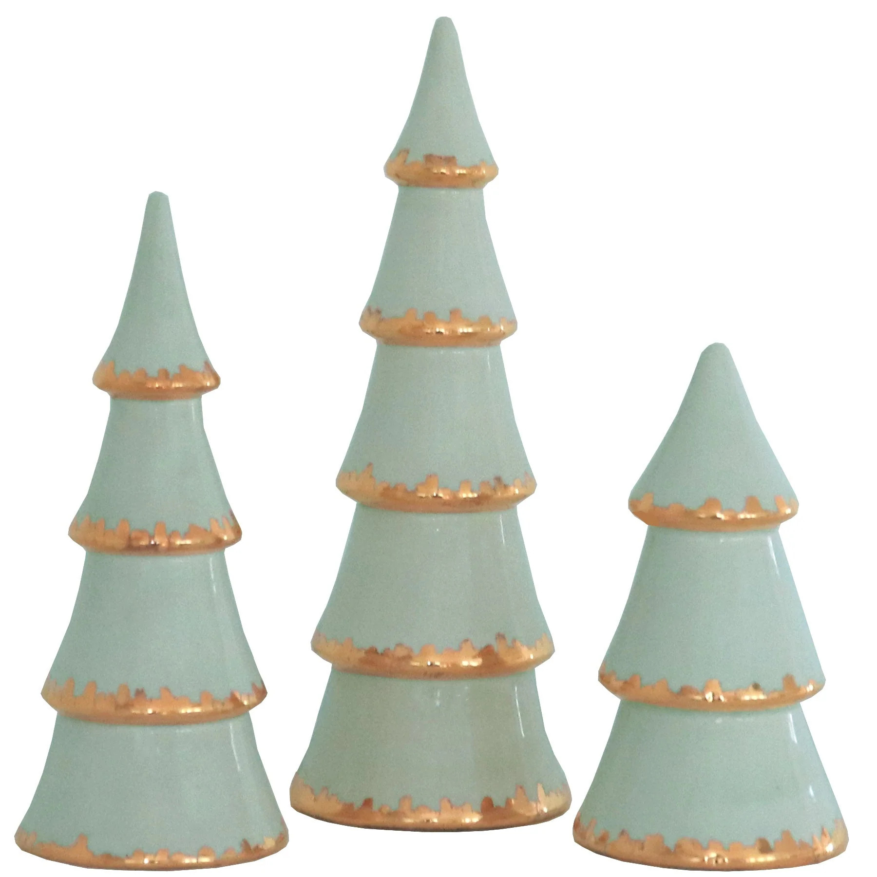 Sea Glass Tiered Christmas Trees with 22K Gold Brushstroke Accent | Ruby Clay Company