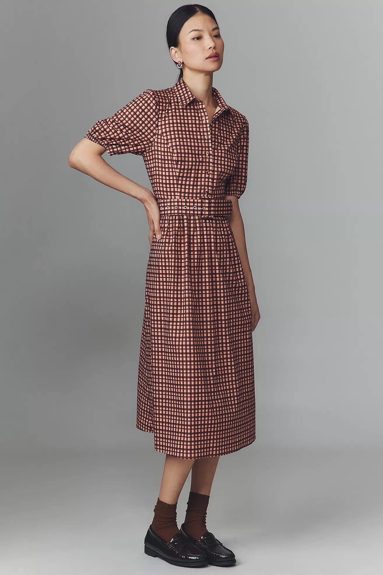 Hutch Parker Short-Sleeve Belted Midi Dress | Anthropologie (US)