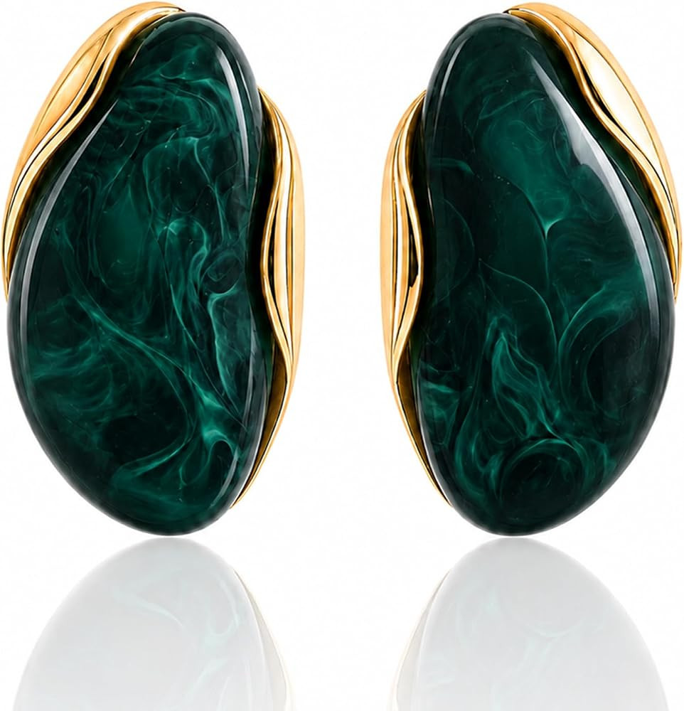 Mchic Large Statement Earrings for Women Trendy, Chunky Resin Dangle Stud | Amazon (US)