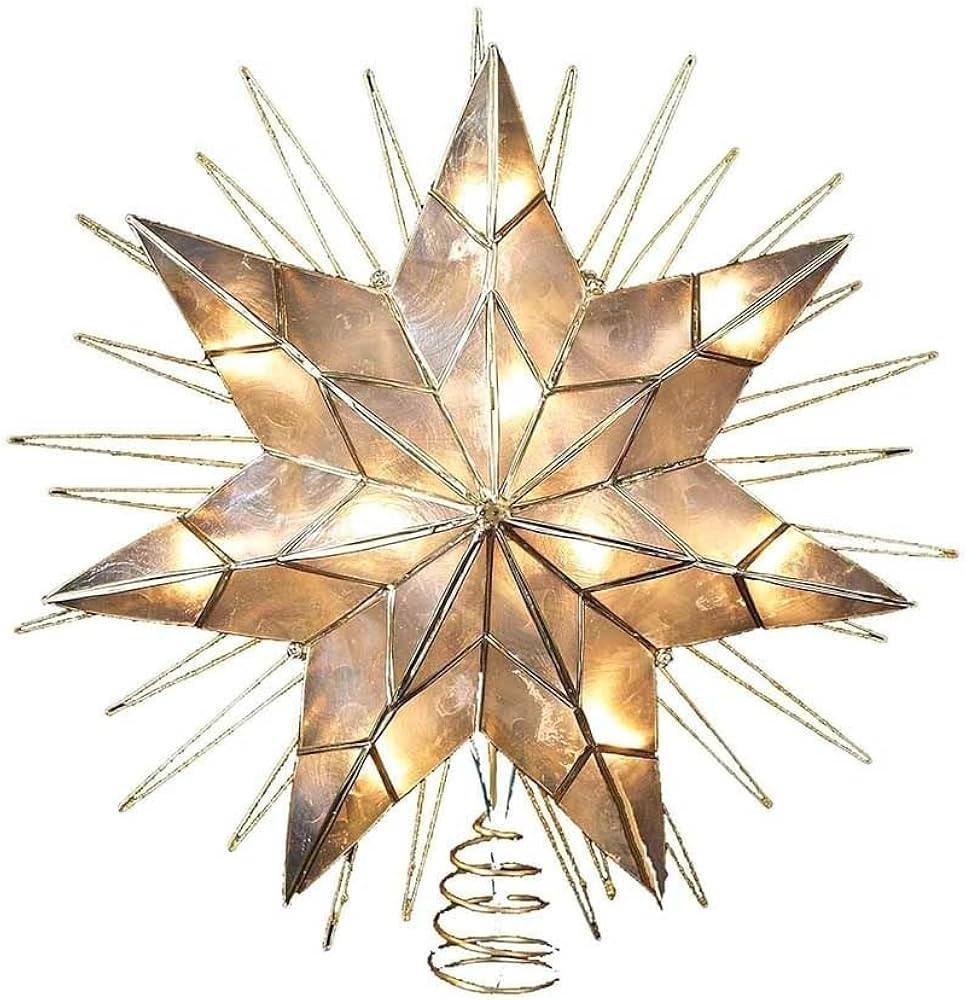 Kurt Adler 14" 7-Point Natural Capiz Star Lighted Treetop | Amazon (US)