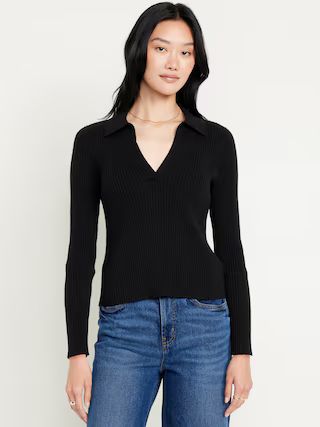 Ribbed Crop Polo Sweater | Old Navy (US)