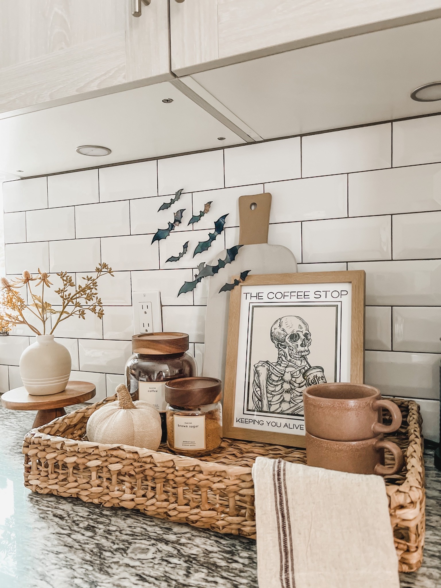 Halloween decor, neutral Halloween decor, 
Halloween kitchen decor, 
Halloween coffee station ☕️

#LTKHalloween #LTKhome #LTKSeasonal