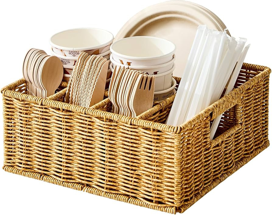 Berdeng Utensil Holder for Party, Paper Plate Dispenser for Countertop, Silverware Caddy for Picn... | Amazon (US)