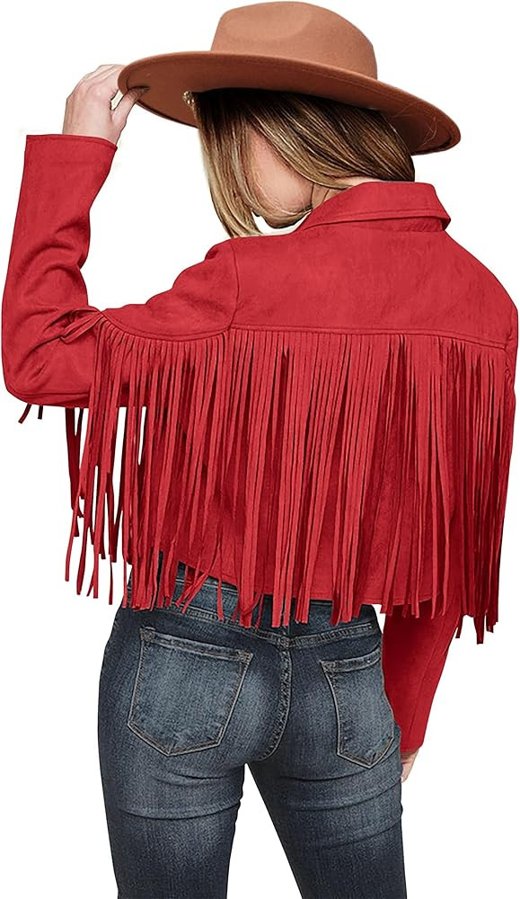 PRETTYGARDEN Women's Fringe Faux Suede Leather Jackets Fall Fashion 2026 Tassel Motorcycle Croppe... | Amazon (US)