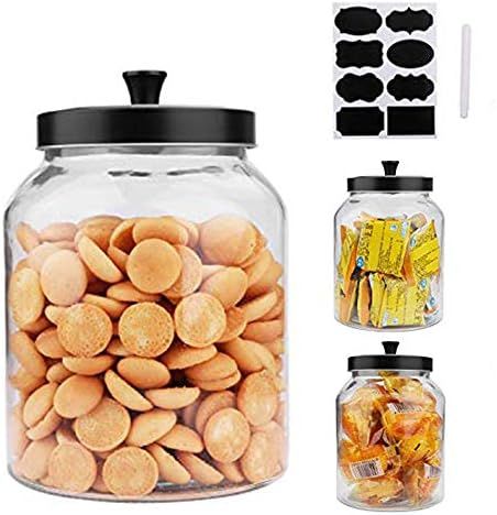 Glass Jars With Sealed Lids,Clear Glass Food Storage container with Black Brushed Metal lids,100 ... | Amazon (US)