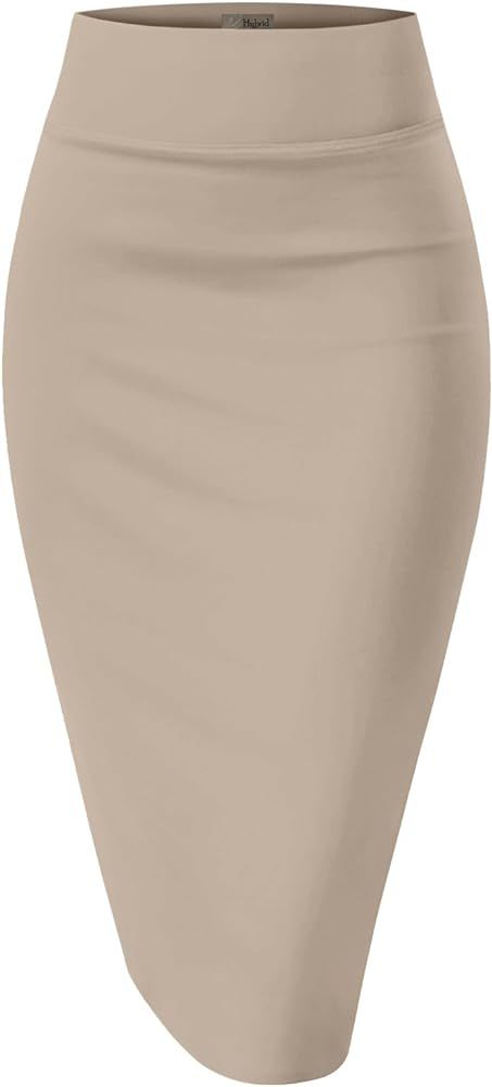 Hybrid Women's Techno/Scuba Stretchy Office Pencil Skirt Made in USA | Amazon (US)
