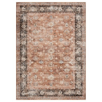 Area Rug 10'x13' Indoor Vintage Living Room Carpet Washable Distressed Rug Brown Floral Bedroom R... | Target