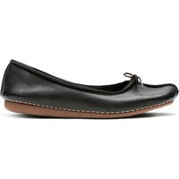 Clarks Women's Freckle Ice Black Leather Slip Ons, Ballet Pumps | Size: 5-Wide Fit | Debenhams UK