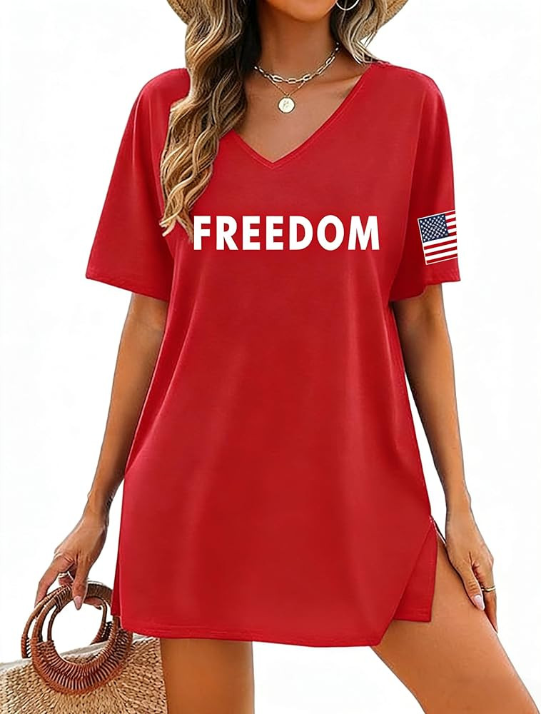 LYEIAO Women American Flag Dresses Patriotic America 250th Birthday 4th of July V Neck Beach Swim... | Amazon (US)