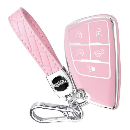 Key Fob Cover for Chevy GMC with Keychain, Silverado Sierra Tahoe Suburban Equinox Traverse Yukon Denali Terrain Buick Envision Premium Soft TPU Case (5 Buttons Pink) | Amazon (US)