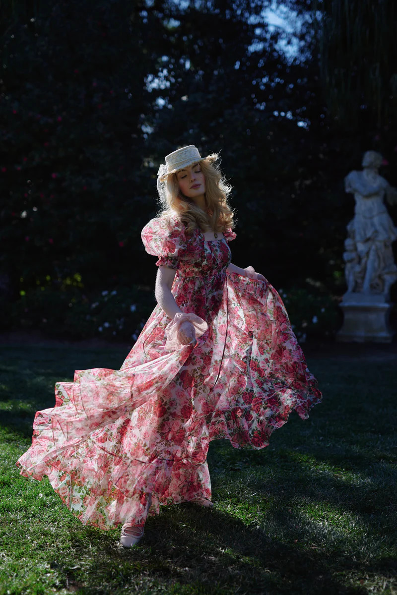 Roses Are Red Sheer Delight Ruffle Gown | Selkie Collection