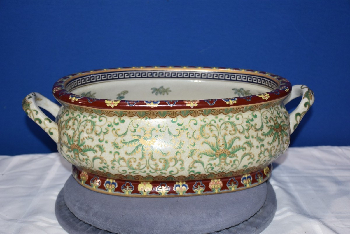 Large Chinese Foot Bath Planter  Floral Oriental Accent | eBay US