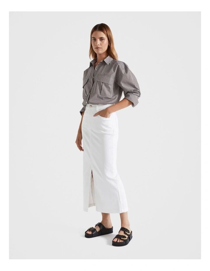 Denim Maxi Split Front Skirt  in White | Myer