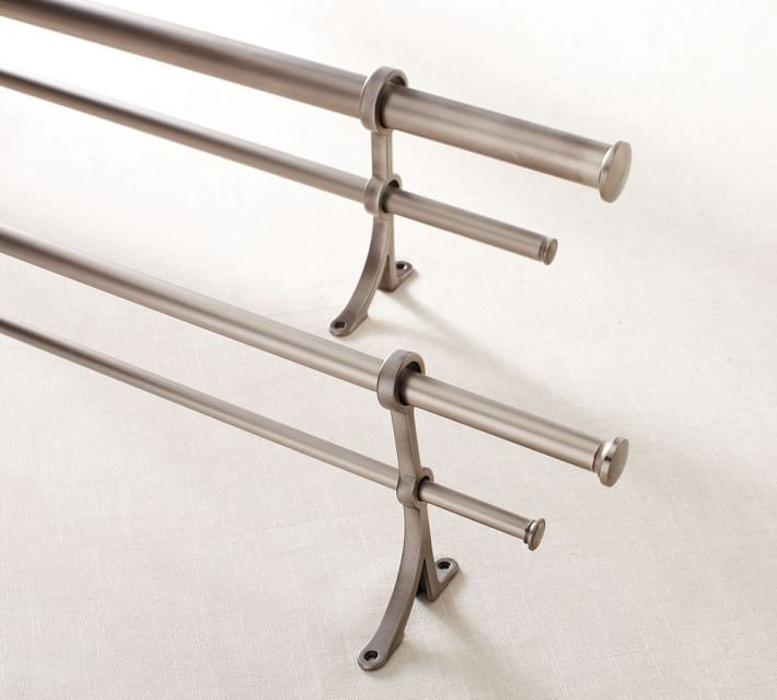 Pewter Double Curtain Rod & Wall Bracket | Pottery Barn (US)