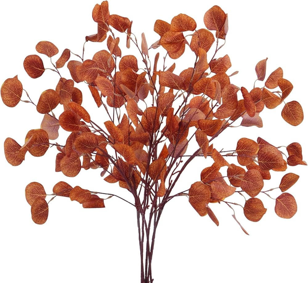 HUAESIN 6 PCS 35.4" Artificial Eucalyptus Leaves Tall Silver Dollar Eucalyptus Leaf Fall Leaves B... | Amazon (US)
