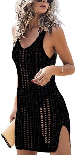 Sulozom Women Swimsuits Cover Ups Crochet Bathing Suit Tassel Bikini Coverup Beach Swimwear | Amazon (US)