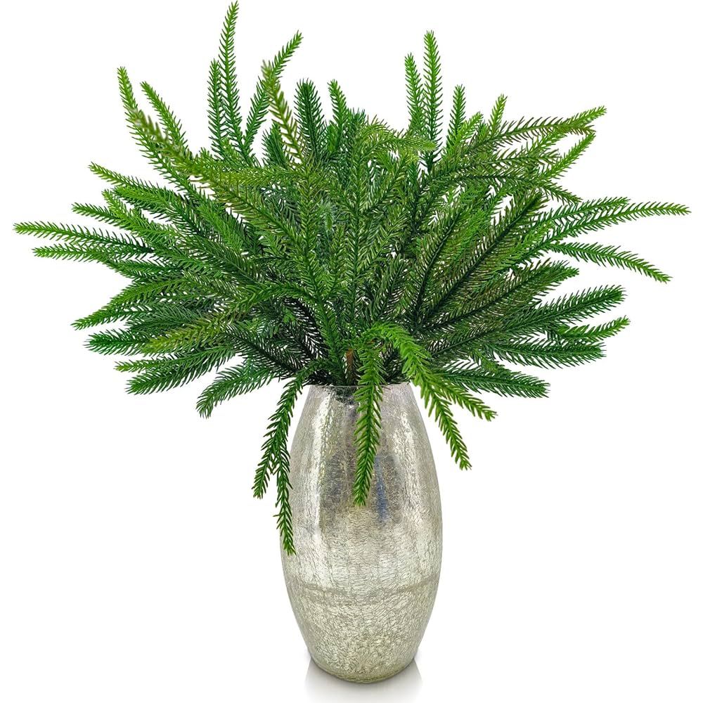 12Pcs Christmas Real Touch Norfolk Pine Branches, 18 Inch Faux Norfolk Pine Artificial Xmas Branc... | Amazon (US)