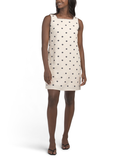 Linen Blend Shell Embroidered Whipstitch Mini Sheath Dress | Casual Dresses  | Marshalls | Marshalls