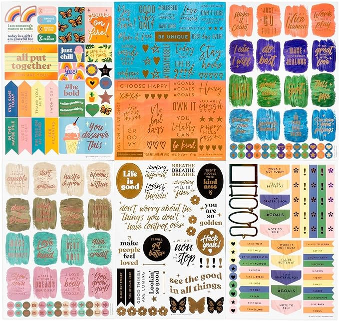 Navy Peony Motivational Quote Stickers for Vision Board (270 Stickers, 6 Sheets) - Goal-Setting T... | Amazon (US)