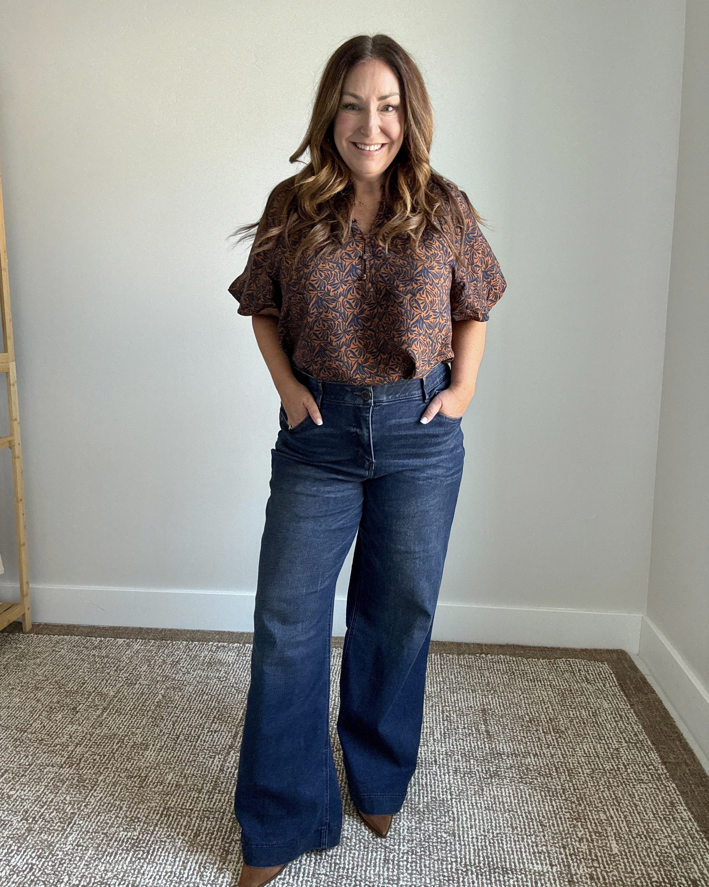 NSALE Fall outfit with Wit & Wisdom wide leg jeans size DOWN these run very generous wearing 14 and needed 12. Caslon blouse tts, L  

 

#LTKOver40 #LTKSaleAlert #LTKMidsize