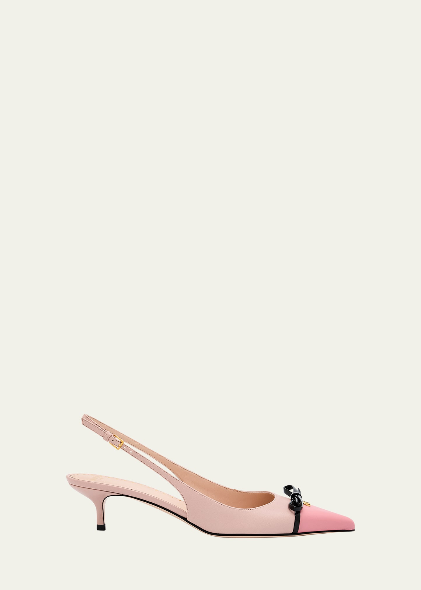 Valentino Garavani VLOGO Pointed Slingback Leather Kitten Pumps | Bergdorf Goodman