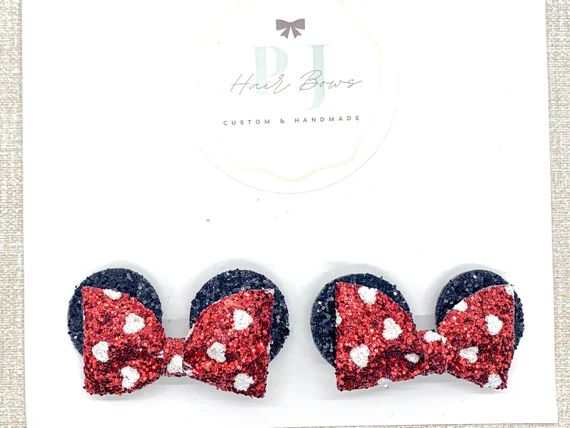 Minnie Mouse Pigtail Hair Bow Set  Minnie Mouse Piggies  - Etsy | Etsy (US)
