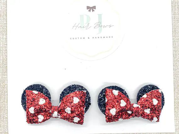 Minnie Mouse Pigtail Hair Bow Set  Minnie Mouse Piggies  - Etsy | Etsy (US)