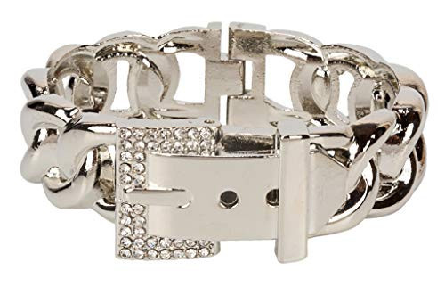SPUNKYsoul Chain Link Cuff Buckle Bracelet in Gold or Silver for Women (Silver) | Amazon (US)