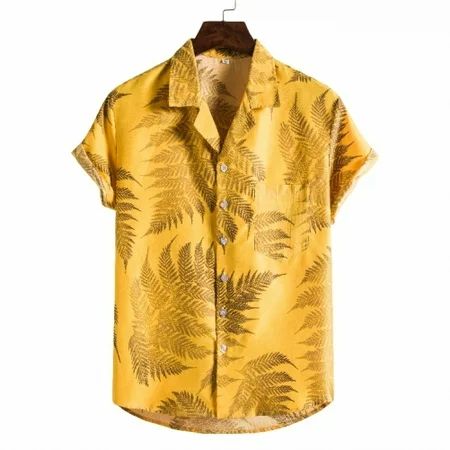 Floral Hawaiian Shirt with pocket for men Orange/Yellow Hawaiian shirt - short sleeve | Walmart (US)