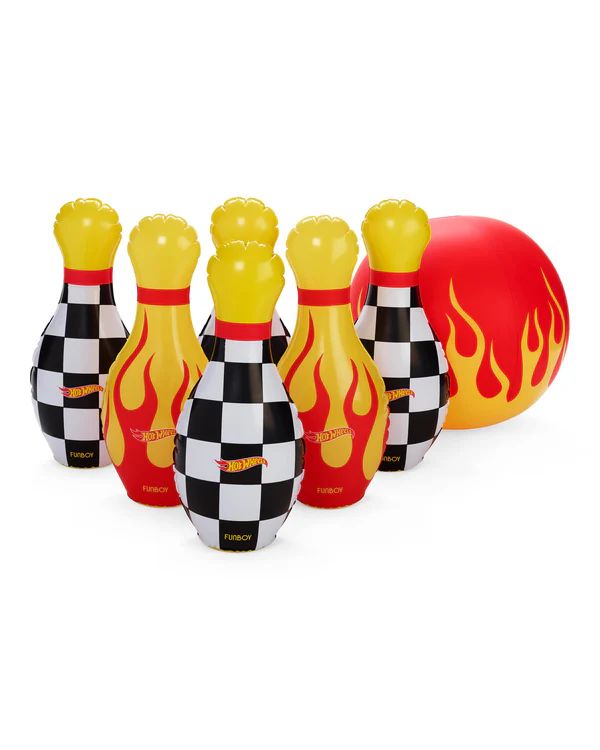 FUNBOY x Hot Wheels Checkered Flame Backyard Bowling Set | FUNBOY