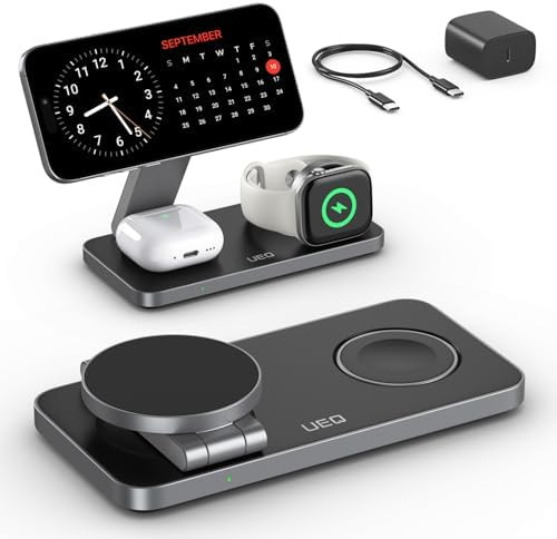 Foldable 3 in 1 Wireless Charging Station for Apple Magsafe Charger Stand,Fast Magnetic Wireless ... | Amazon (US)